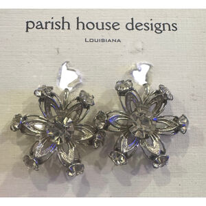Silver & rhinestone Flower Earrings